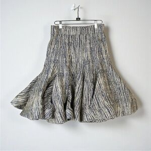 Rubinsinger Women Skirt jacquard swing Textured Floral Designer Ruffled Lined